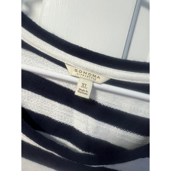 Sonoma Goods for Life Striped Maxi Dress Navy White Cotton Drawstring XL NEW - Picture 5 of 5